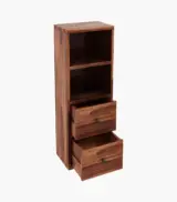 Darcia Sheesham Wood Wall Shelf with Drawer and Open Storage (Honey Finish) - Image 4