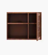 Clambrey Sheesham Wood Wall Shelf with Open and Close Storage (Honey Finish) - Image 4
