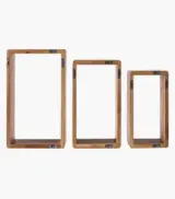 Anamur Solid Oak Wood Set of 3 Wall shelves with Open Storage (Honey Oak Finish) - Image 3