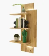 Fortge Solid Oak Wood Wall shelves with Open Storage (Honey Oak Finish) - Image 4