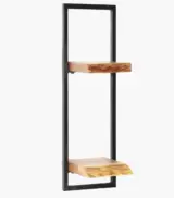 Lottus Acacia Wood with Metal Frame Set of 5 Wall shelves (Acacia Finish) - Image 4