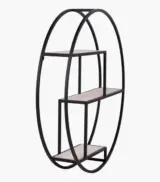 Sulong Circular Metal Frame with Acacia Wood Wall shelves (Acacia Finish) - Image 4