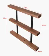 Torish Acacia Wood with Metal Frame Wall Shelves (Acacia Finish) - Image 5