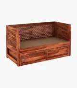 Angolica Sheesham Wood Diwan Bed with Drawer Storage (Honey Finish) - Image 4
