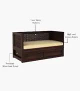 Angolica Sheesham Wood Diwan Bed with Drawer Storage (Walnut Finish) - Image 4
