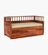 Decaprio Sheesham Wood Diwan Bed with Drawer Storage (Honey Finish) - Image 4