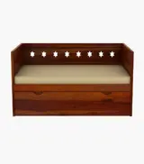Sewayze Sheesham Wood Diwan Bed with Drawer Storage (Honey Finish) - Image 4