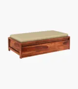 Madoc Sheesham Wood Diwan Bed with Drawer Storage (Honey Finish) - Image 4