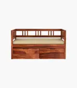 Houdson Sheesham Wood Diwan Bed with Drawer Storage (Honey Finish) - Image 4