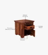 Arolph Sheesham Wood Bedside Table with Drawer Storage (Honey Finish) - Image 4