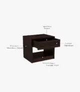 Forgson Sheesham Wood Bedside Table with Drawer Storage (Walnut Finish) - Image 4