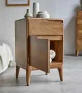 Cabrielle Solid Mango Wood Bedside Table with Drawer Storage (Honey Finish) - Image 4