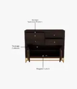 Jelt Sheesham Wood with Metal Base Chest Of Drawers (Walnut Finish) - Image 4