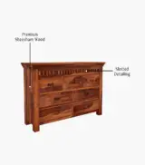 Arolph Sheesham Wood Chest Of Drawers (Honey Finish) - Image 4