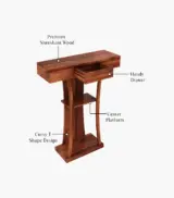 Pyrin Sheesham Wood Console Table with Drawer Storage (Honey Finish) - Image 4
