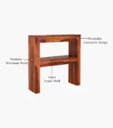 Castlor Sheesham Wood Console Table with Open Storage (Honey Finish) - Image 4