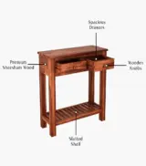 Waltes Sheesham Wood Console Table with Drawer Storage (Honey Finish) - Image 4