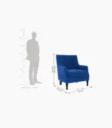 Adorel Mango Wood Frame with Cushioned Velvet Seating Lounge Chair (Indigo Blue) - Image 4