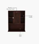 Cluevas Sheesham Wood Wall Mounted Bathroom Cabinet (Walnut Finish) - Image 4