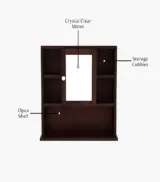 Vwing Sheesham Wood Wall Mounted Bathroom Cabinet (Walnut Finish) - Image 4