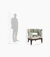 Welper Sheesham Wood Frame with Cushioned Velvet Seating Lounge Chair (Rose Vineyard with Walnut Finish) - Image 4