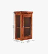 Ordom Sheesham Wood Corner Wall Mounted Bathroom Cabinet (Honey Finish) - Image 4