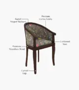 Crctic Sheesham Wood Frame with Cushioned Velvet Seating Arm Chair (Grey Robins with Walnut Finish) - Image 4