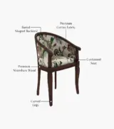 Crctic Sheesham Wood Frame with Cushioned Velvet Seating Arm Chair (Rose Vineyard with Walnut Finish) - Image 4