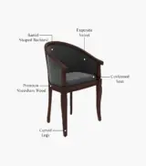 Crctic Sheesham Wood Frame with Cushioned Velvet Seating Arm Chair (Graphite Grey with Walnut Finish) - Image 4
