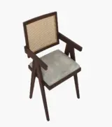 Tiegler Sheesham Wood Frame with Cushioned Velvet Seating Arm Chair (Walnut Finish) - Image 4