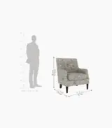 Adorel Mango Wood Frame with Cushioned Velvet Seating Lounge Chair (Grey Robins) - Image 4