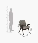 Crosper Sheesham Wood Frame with Cushioned Velvet Seating Arm Chair (Grey Robins with Walnut Finish) - Image 4