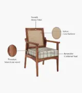 Lawanya Sheesham Wood Frame with Cushioned Velvet Seating Arm Chair (Honey Finish) - Image 4
