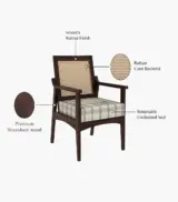 Lawanya Sheesham Wood Frame with Cushioned Velvet Seating Arm Chair (Walnut Finish) - Image 4