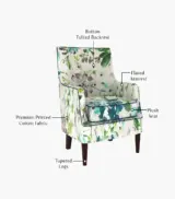 Edoree Sheesham Wood Frame with Cushioned Velvet Seating Arm Chair (Aqua Flower with Walnut Finish) - Image 4