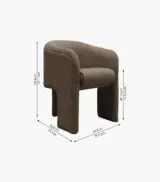 Edona Mango Wood Frame with Cushioned Velvet Seating Arm Chair (Boucle Grey) - Image 4