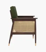 Imperor Sheesham Wood Frame with Cushioned Velvet Seating Arm Chair (Olive Green with Walnut Finish) - Image 4