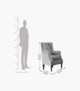 Edoree Sheesham Wood Frame with Cushioned Velvet Seating Arm Chair (Graphite Grey with Walnut Finish) - Image 4