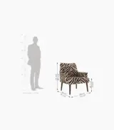 Arcosta Sheesham Wood Frame with Cushioned Velvet Seating Lounge Chair (Caramel Zebra with Walnut Finish) - Image 4