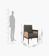 Imperor Sheesham Wood Frame with Cushioned Velvet Seating Arm Chair (Graphite Grey with Walnut Finish) - Image 4