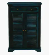 Carlison Sheesham Wood Shoe Cabinet (Blue Finish) - Image 4
