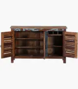 Arzealia Reclaimed Wood Shoe Cabinet (Two Tone Blue Finish) - Image 4