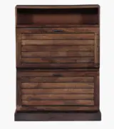 Zoist Solid Mango Wood Tilt Out Shoe Rack (Provincial Teak Finish) - Image 4