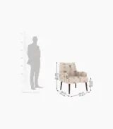 Arcosta Sheesham Wood Frame with Cushioned Velvet Seating Lounge Chair (Cream Tropical with Walnut Finish) - Image 3