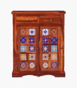 Sormikal Sheesham Wood Shoe Cabinet (Honey Oak Finish) - Image 4