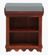 Ojasvi Sheesham Wood Shoe Rack with Cushion Seating (Honey Oak Finish) - Image 4