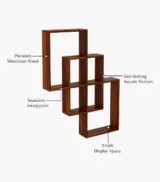 Grinzo Sheesham Wood Wall Shelf with Open Storage (Honey Finish) - Image 3