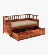 Decaprio Sheesham Wood Diwan Bed with Drawer Storage (Honey Finish) - Image 5