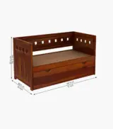 Sewayze Sheesham Wood Diwan Bed with Drawer Storage (Honey Finish) - Image 5