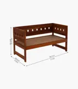 Sewayze Sheesham Wood Diwan Bed without Storage (Honey Finish) - Image 5
